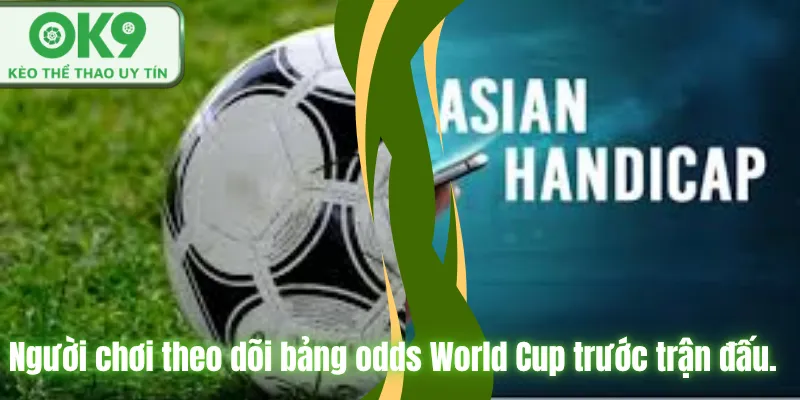  Người chơi theo dõi bảng odds World Cup trước trận đấu.